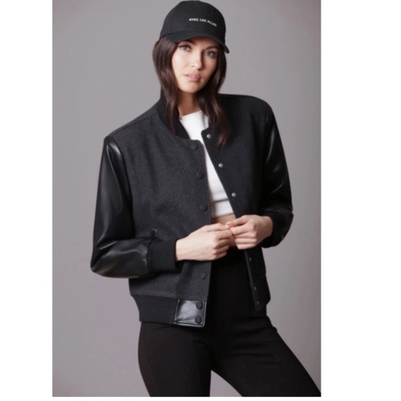 Anthro 7 For All Mankind Bomber Jacket Avec les Filles Strong Shoulder Bomber - Picture 16 of 16